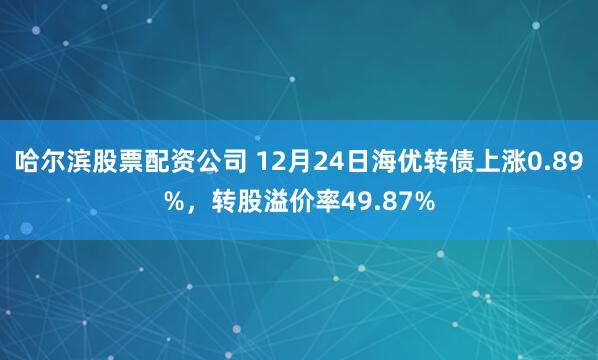 哈尔滨股票配资公司 12月24日海优转债上涨0.89%，转股溢价率49.87%